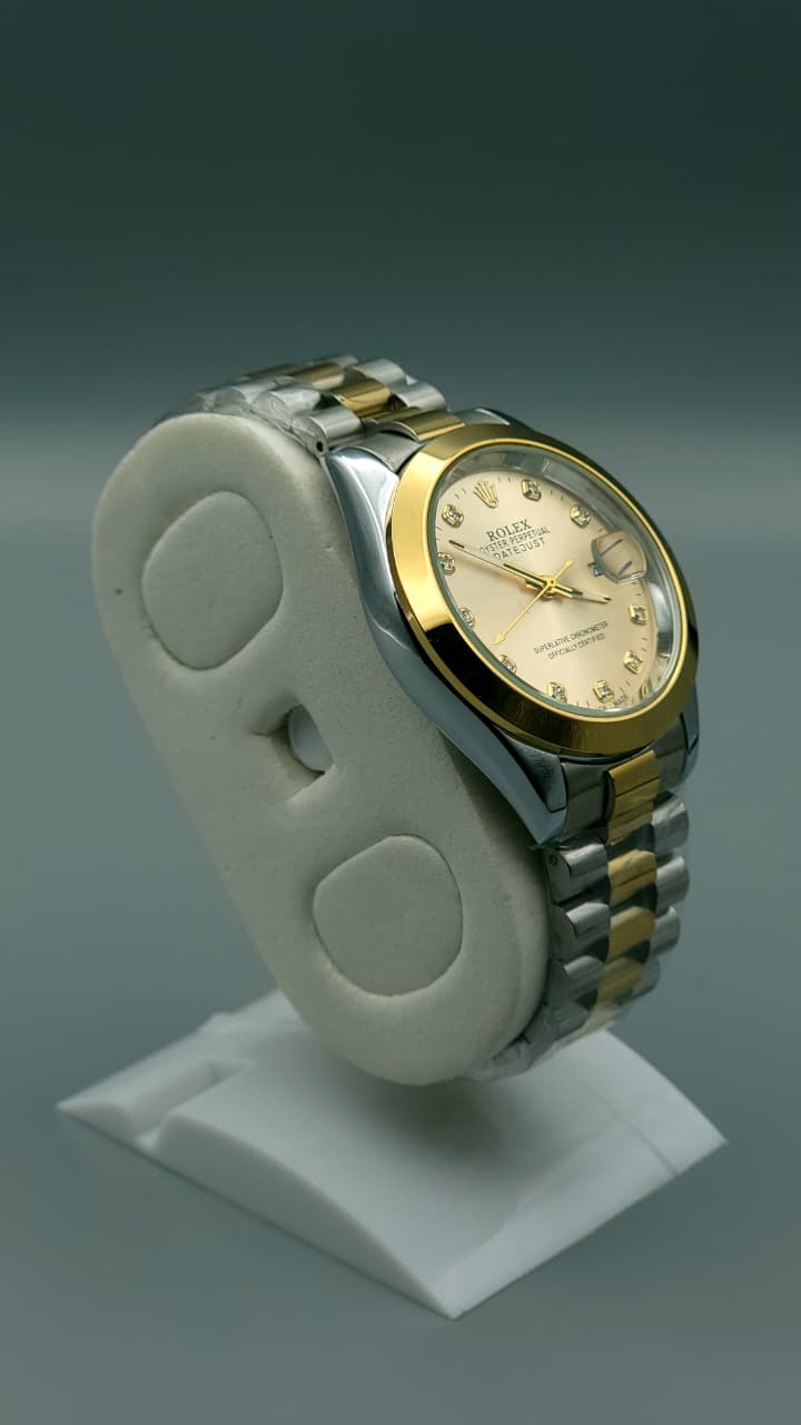 Rolex Datejust 11-Stones Two Tone Gold & Silver Jubilee Quartz Replica – Premium Edition | Élovris