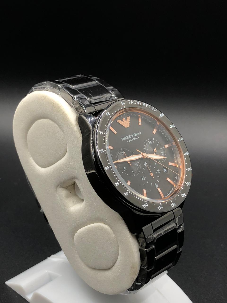 Elovris Emporio Armani Ceramica Chronograph Black Watch | AAA+ Premium Quartz | Luxury Men’s Timepiece by Élovris