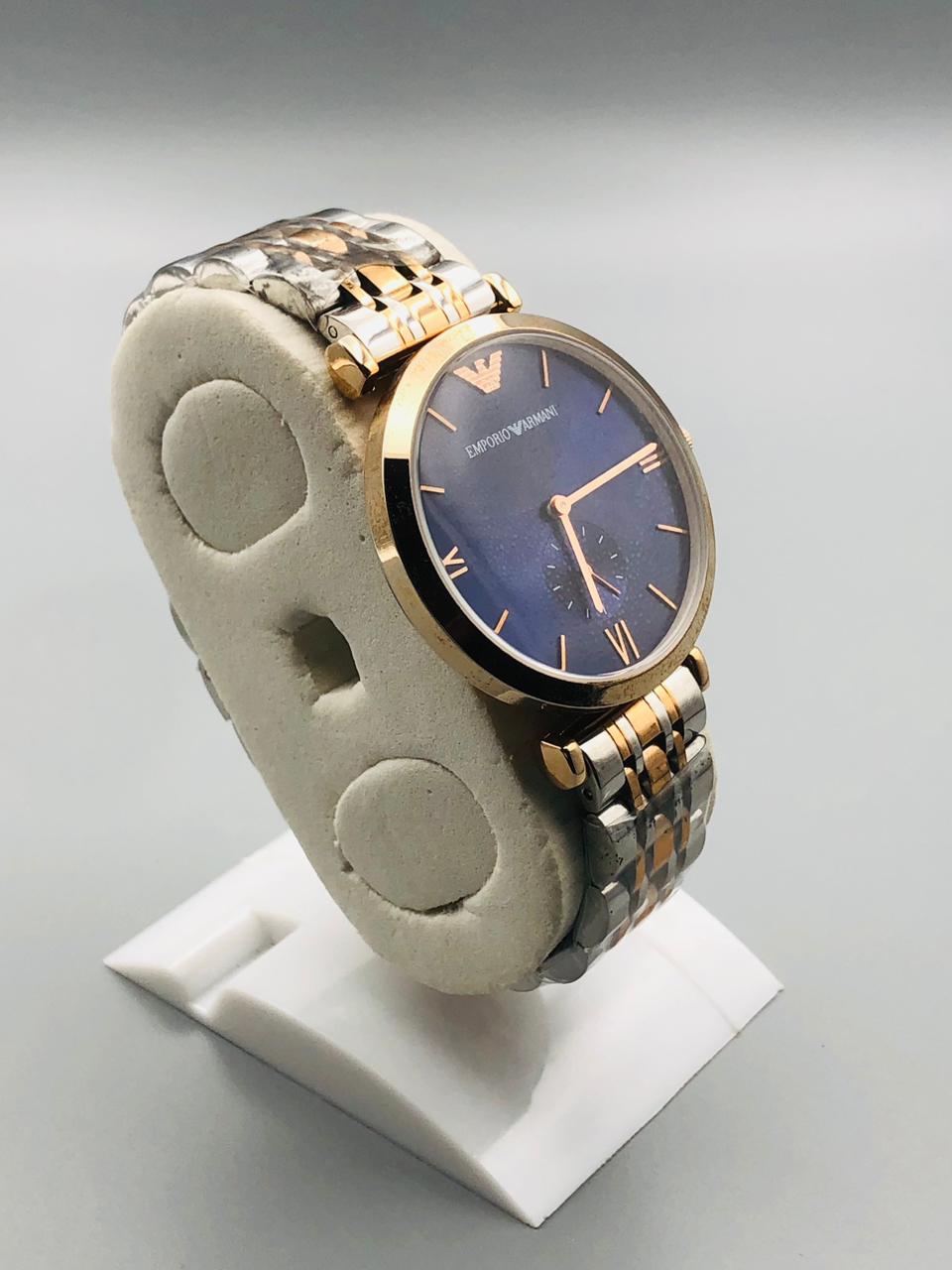 Elovris Emporio Armani AR1677 Luxury Blue Dial Two-Tone Quartz Watch | AAA Grade  Unisex 5ta35an Replica | Élovris -re0540 Watches