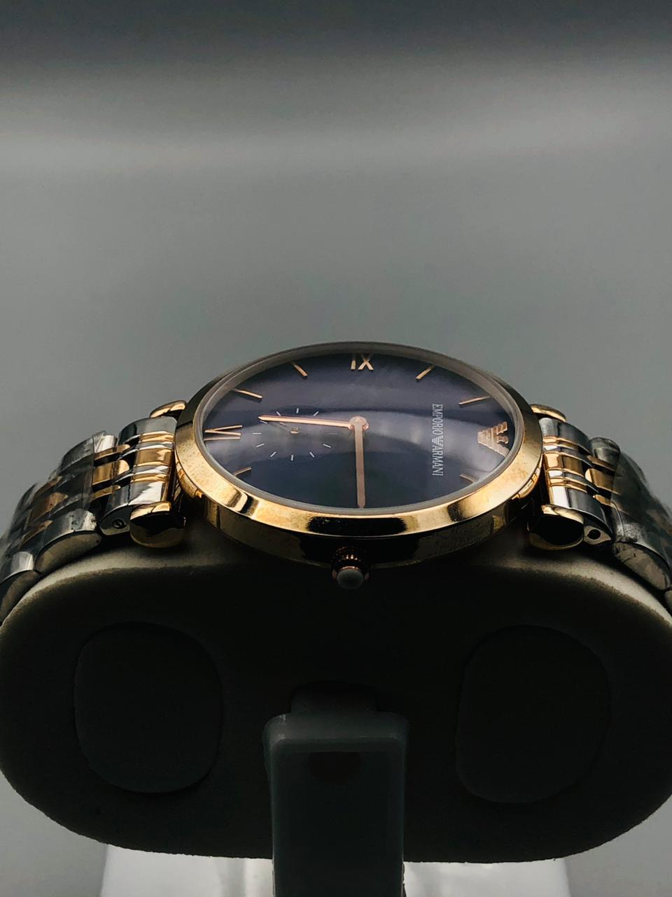 Elovris Emporio Armani AR1677 Luxury Blue Dial Two-Tone Quartz Watch | AAA Grade  Unisex 5ta35an Replica | Élovris -re0540 Watches