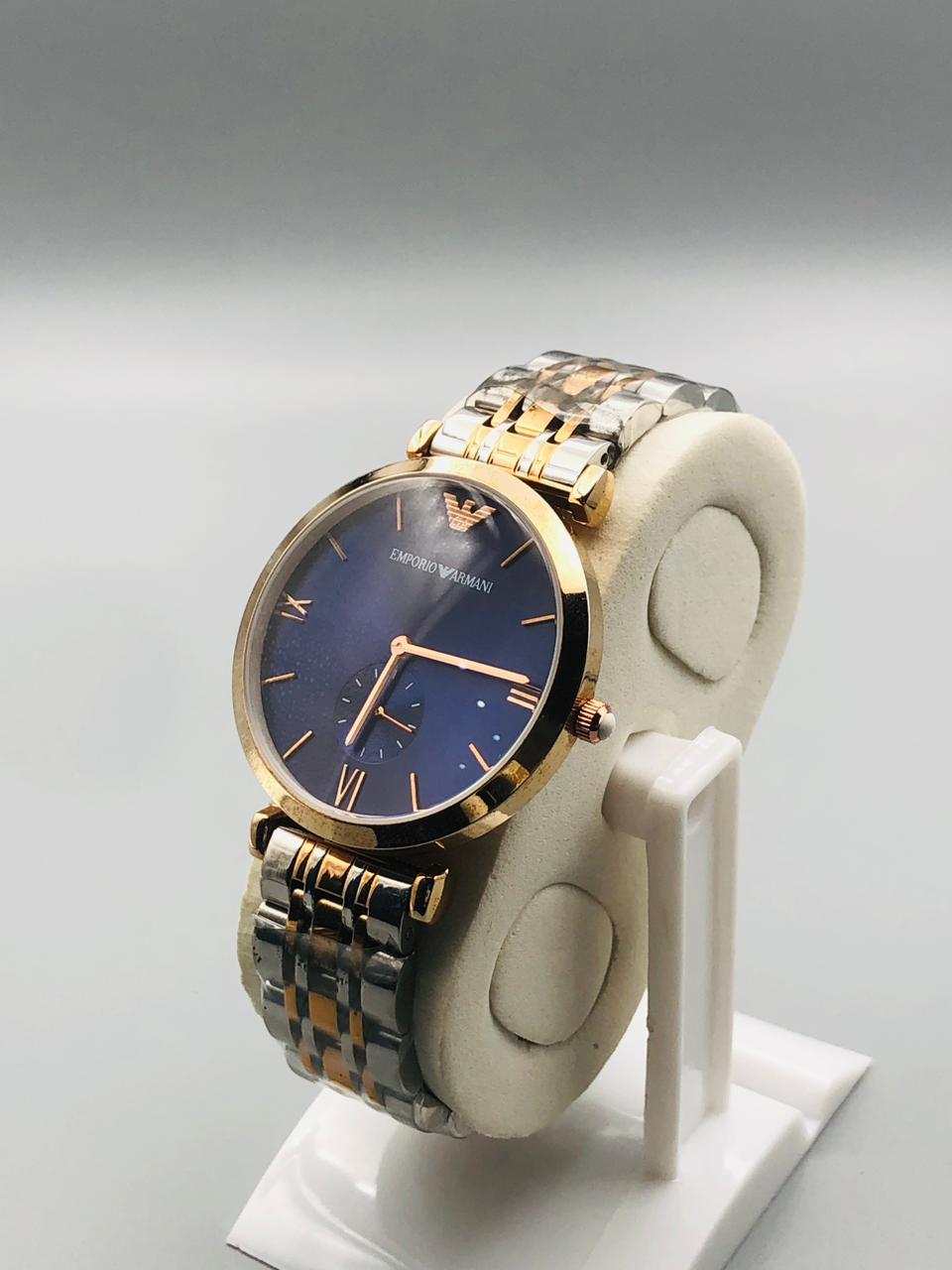 Elovris Emporio Armani AR1677 Luxury Blue Dial Two-Tone Quartz Watch | AAA Grade  Unisex 5ta35an Replica | Élovris -re0540 Watches