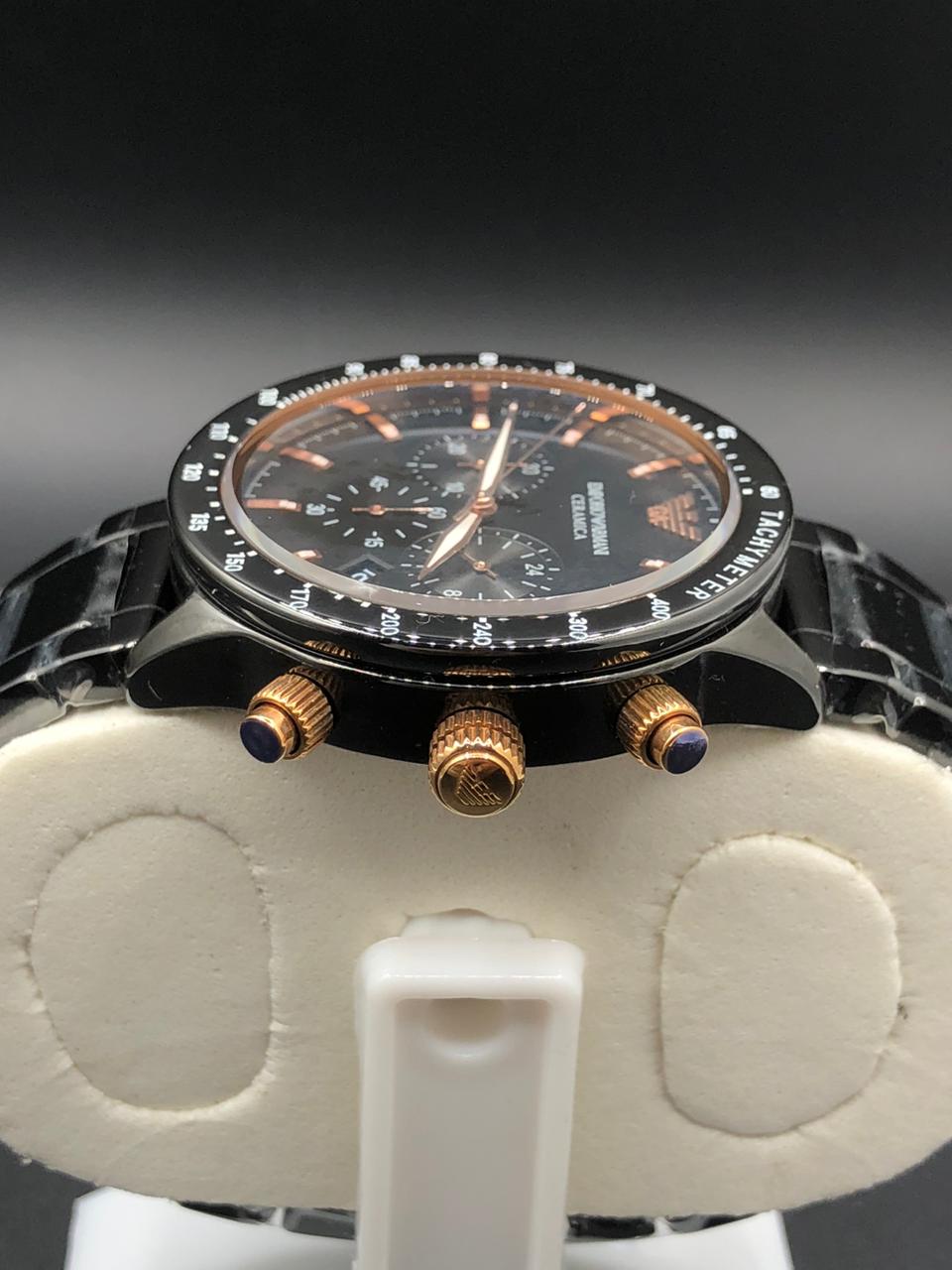 Elovris Emporio Armani Ceramica Chronograph Black Watch | AAA+ Premium Quartz | Luxury Men’s Timepiece by Élovris