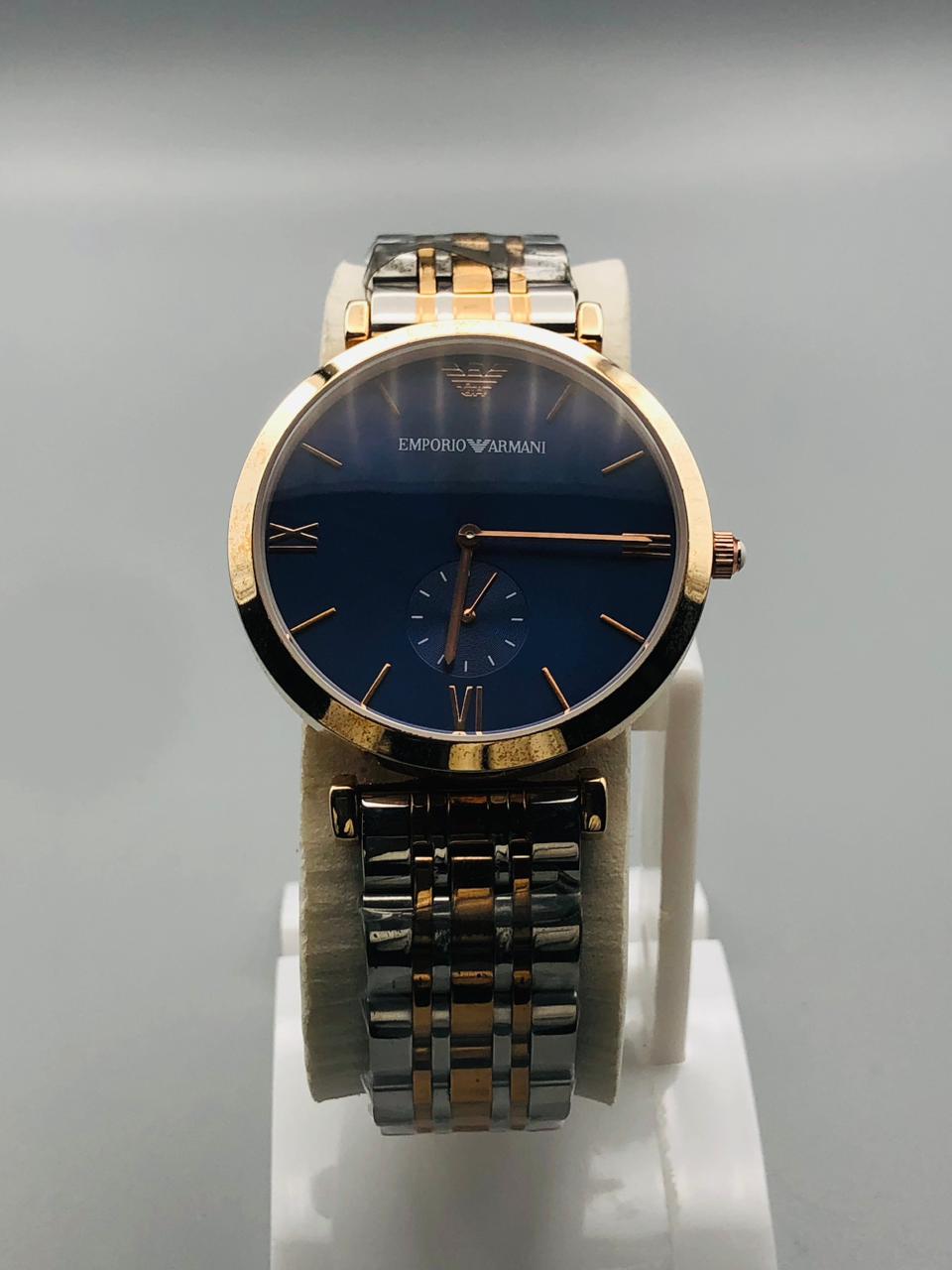 Elovris Emporio Armani AR1677 AAA Grade Two-Tone Jubilee Blue Dial Luxury Quartz Watch – Unisex Premium Design