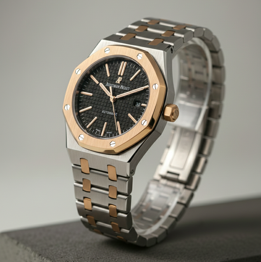 Elovris | Audemars Piguet Royal Oak Two-Tone Stainless Steel & Rose Gold – AAA+ Premium Replica | Timeless Icon of Luxury | Élovris