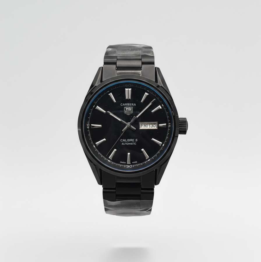 Elovris | Tag Heuer Carrera Black Dial & Presidential Strap – AAA+ Premium Replica | Modern Racing Elegance |  Élovris ~ Same liek original