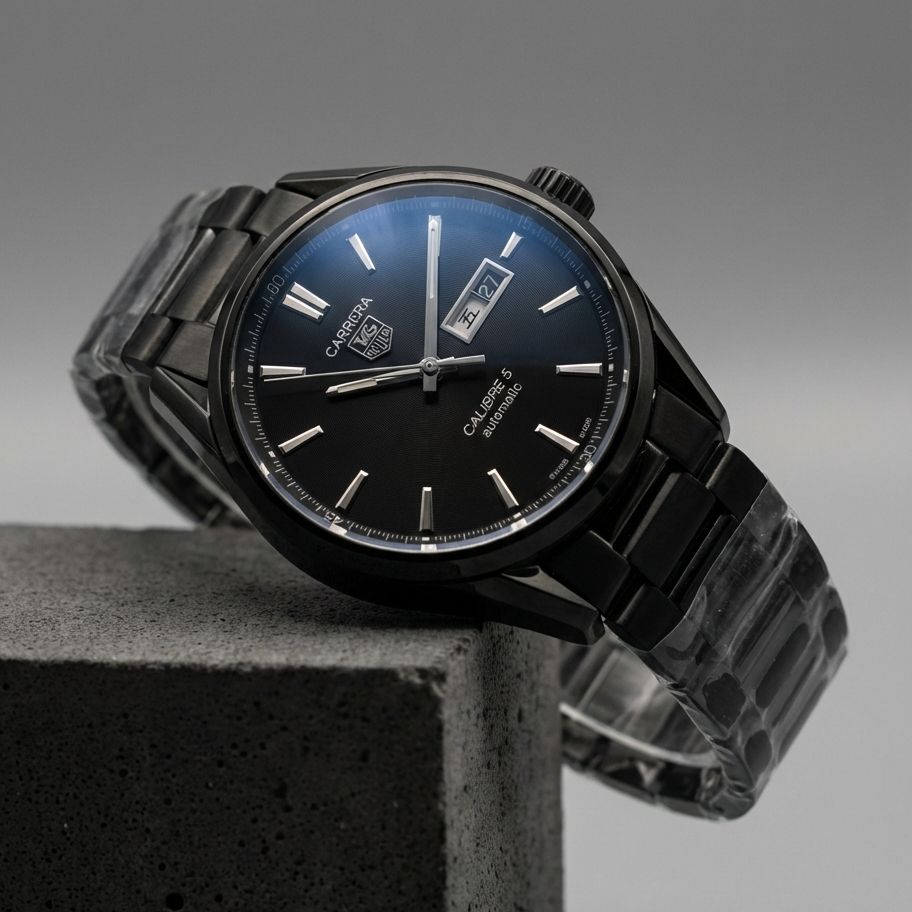 Elovris | Tag Heuer Carrera Black Dial & Presidential Strap – AAA+ Premium Replica | Modern Racing Elegance |  Élovris ~ Same liek original