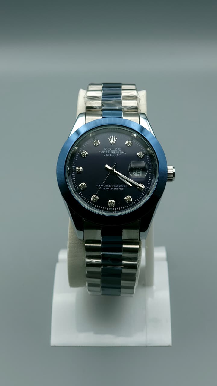 Elovris | Rolex Datejust 11-Stones Blue Dial Two Tone Jubilee Quartz Replica – Premium Edition | Élovris