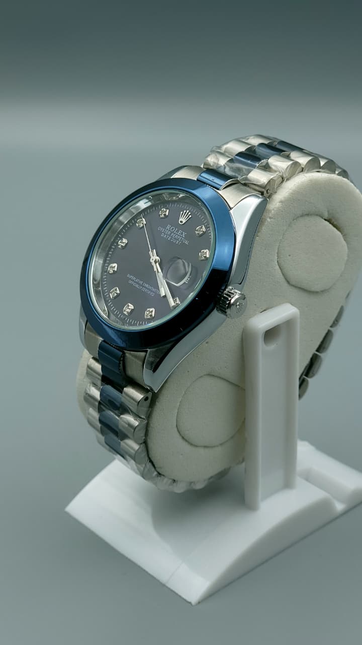 Elovris | Rolex Datejust 11-Stones Blue Dial Two Tone Jubilee Quartz Replica – Premium Edition | Élovris