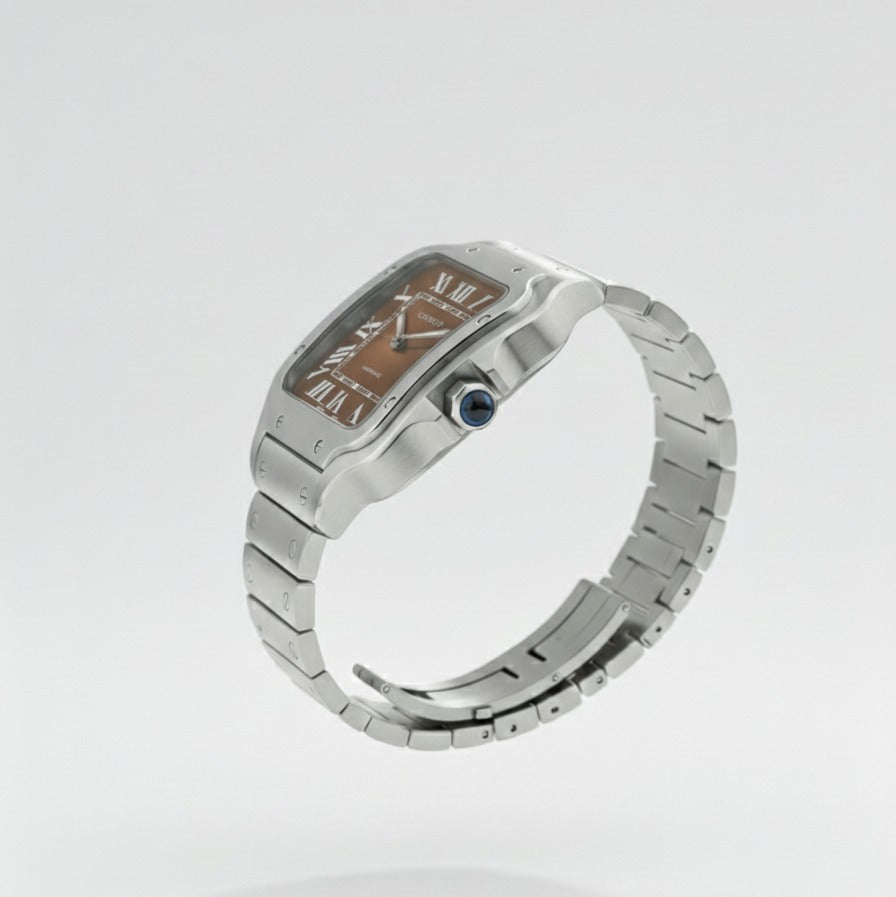 Elovris | Cartier Santos de Cartier Black Dial Stainless Steel | Élovris AAA Job-Lotted Replica – Same Like Original