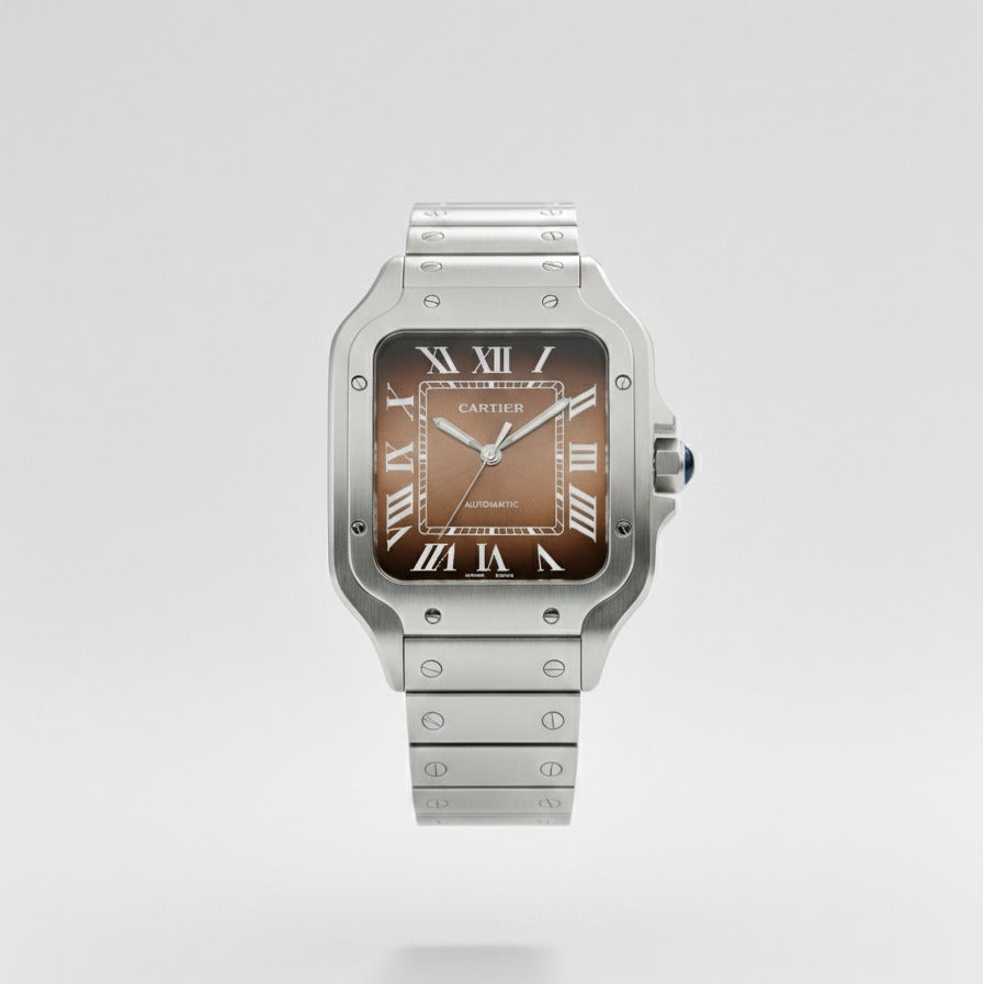 Elovris | Cartier Santos de Cartier Black Dial Stainless Steel | Élovris AAA Job-Lotted Replica – Same Like Original