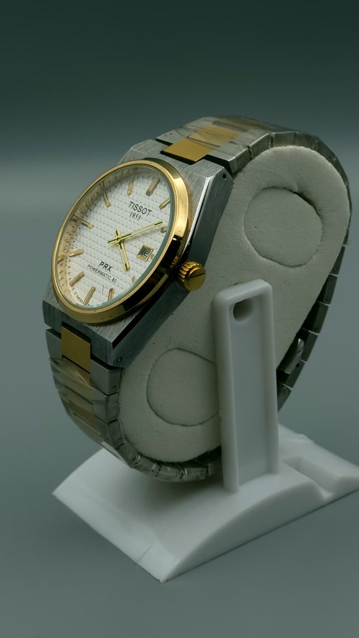 Elovris | Tissot PRX Quartz Job-lotted Watch – White Dial Two-Tone Silver & Gold Stainless Steel | Élovris Premium Watches