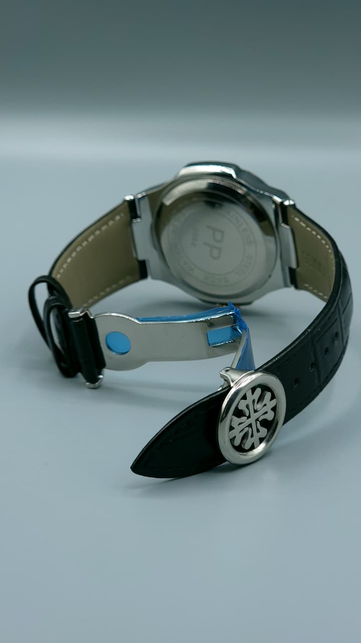 Elovris | Patek Philippe Geneve Quartz Watch – Square Dial with Black Genuine Leather Strap | Élovris Premium Watches