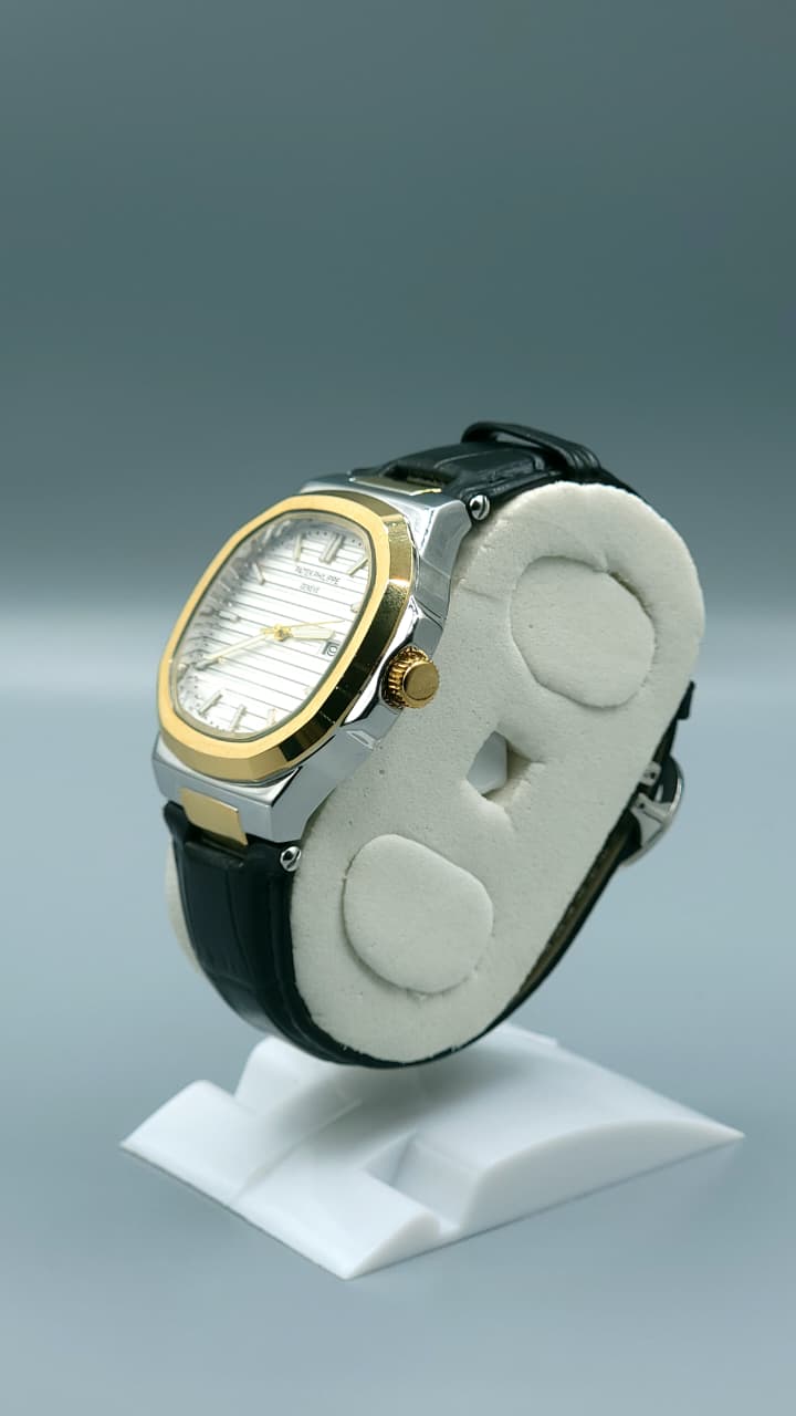 Elovris | Patek Philippe Geneve Quartz Watch – Square Dial with Black Genuine Leather Strap | Élovris Premium Watches