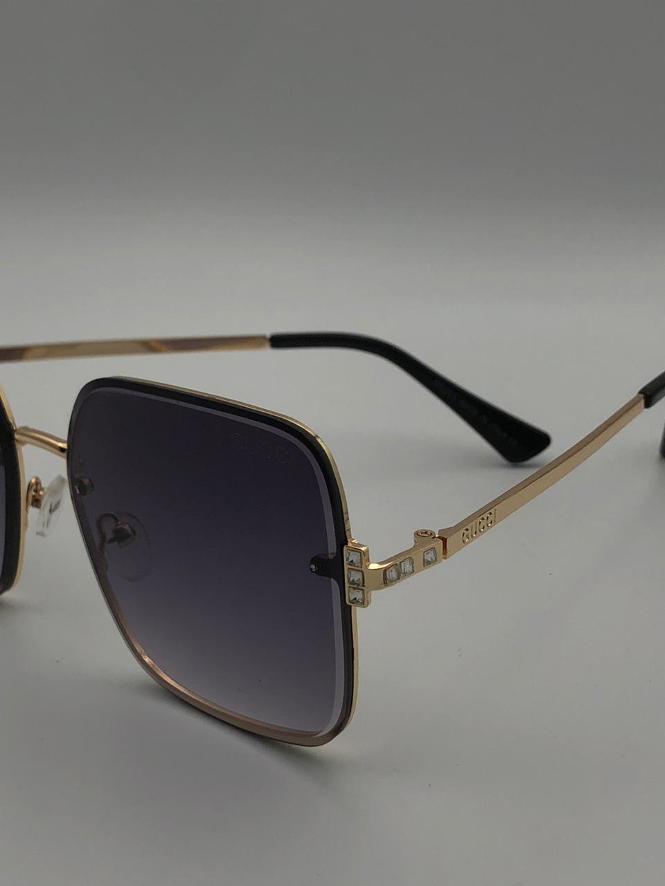 Gucci GG0817S Square Sunglasses – Italian-Made AAA Grade | Blue Gradient Lenses & Golden Frame