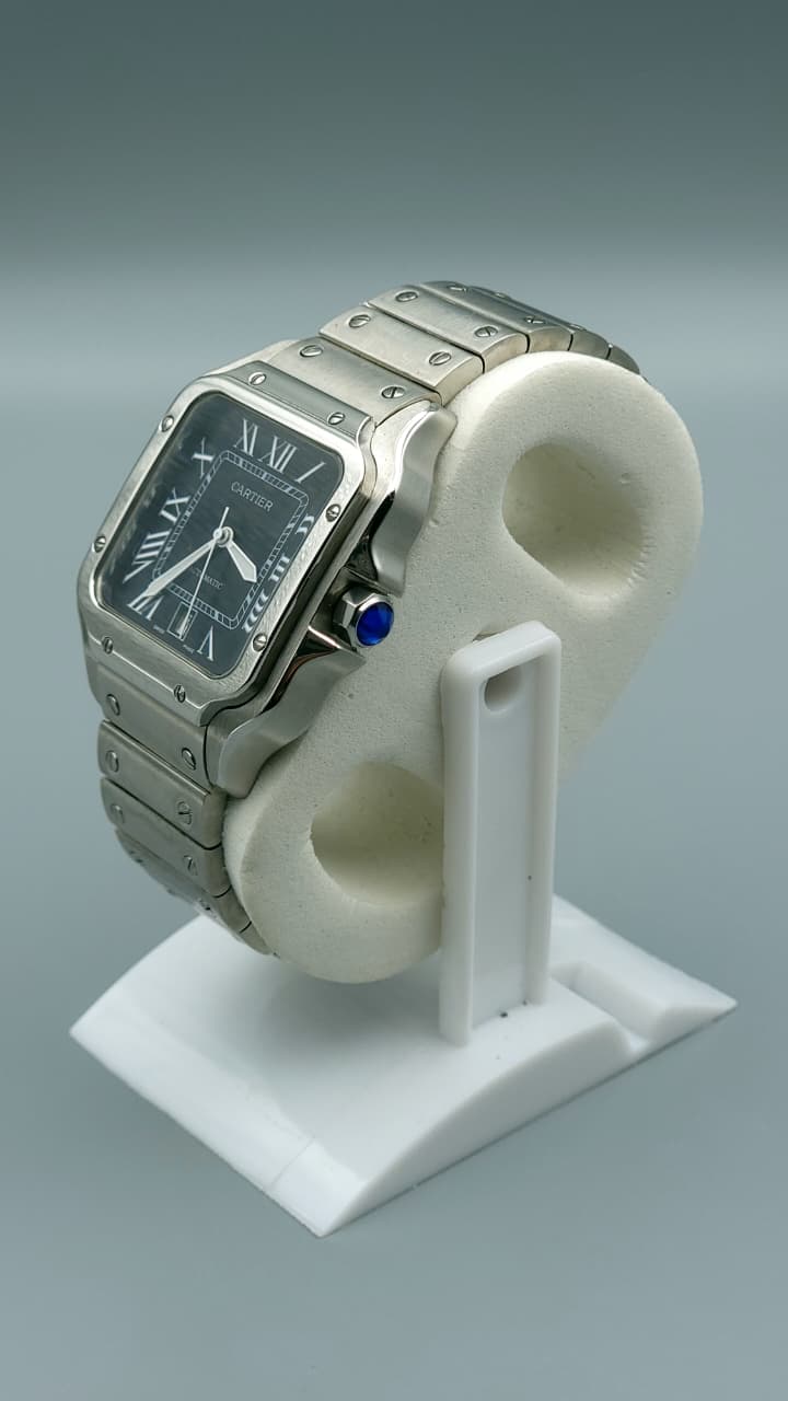 Elovris | Cartier Santos de Cartier Black Dial Stainless Steel | Élovris AAA Job-Lotted Replica – Same Like Original