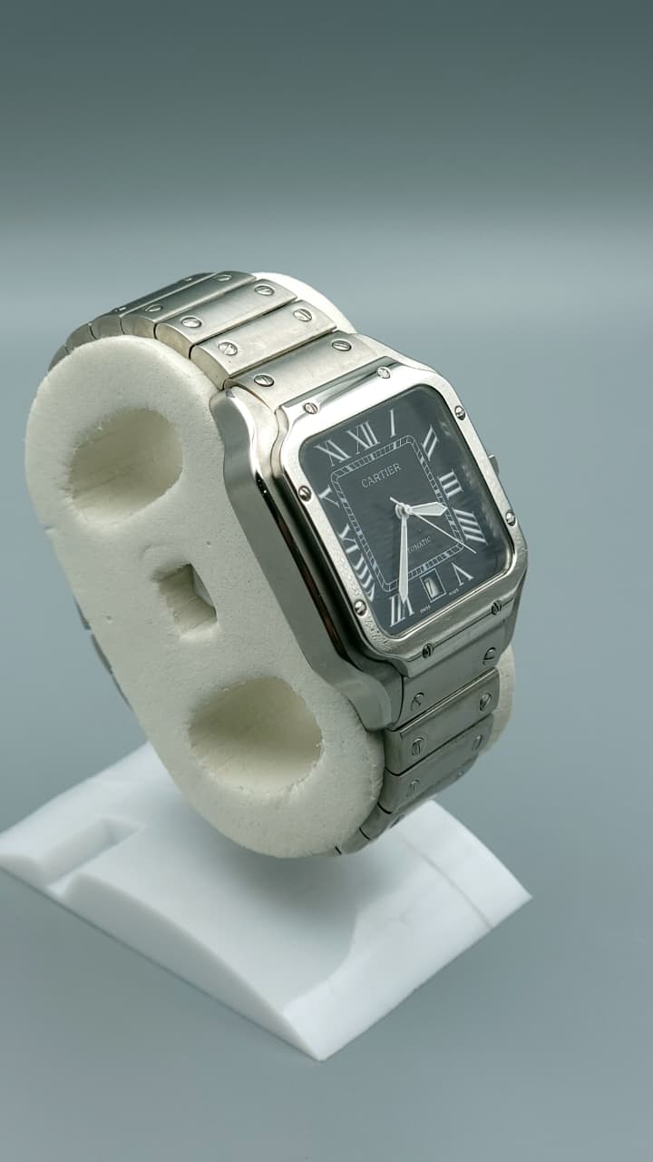 Elovris | Cartier Santos de Cartier Black Dial Stainless Steel | Élovris AAA Job-Lotted Replica – Same Like Original