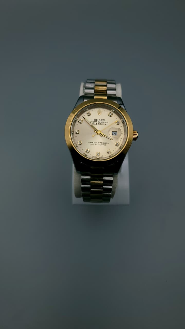 Rolex Datejust 11-Stones Two Tone Gold & Silver Jubilee Quartz Replica – Premium Edition | Élovris