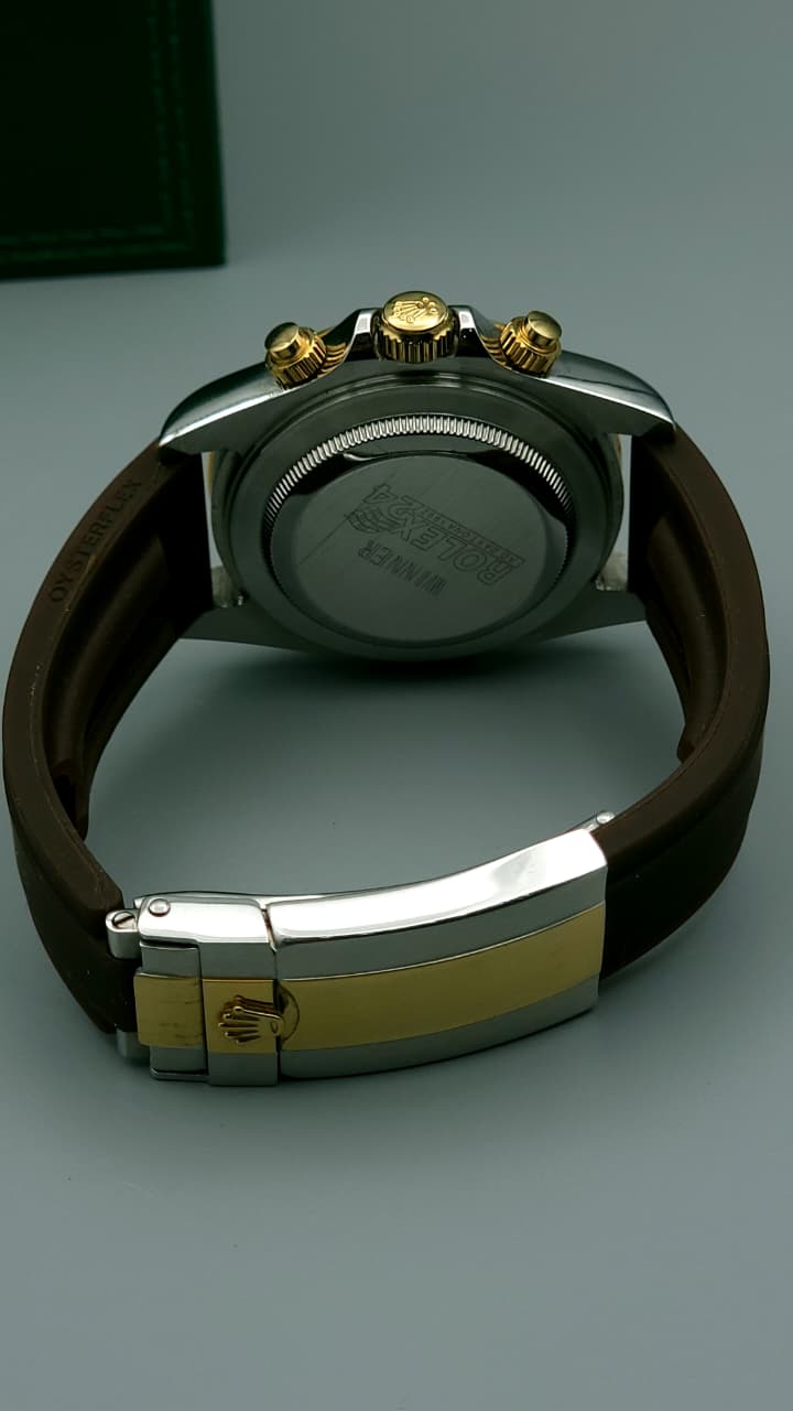 Elovris | Rolex Daytona Gold Bezel & Strap Chronograph – AAA+ Premium Replica | Élovris ~ Same Like Original