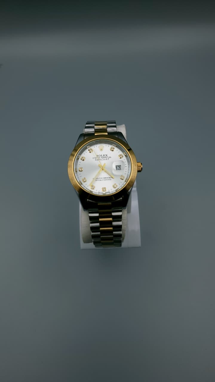 Elovris | Rolex Datejust 11-Stones Silver Dial Two Tone Jubilee Quartz Replica – Premium Edition | Élovris