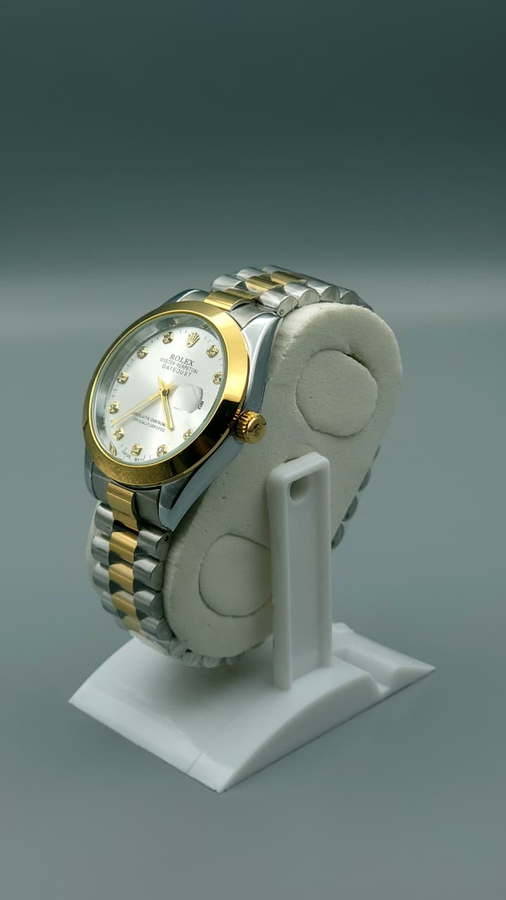 Elovris | Rolex Datejust 11-Stones Silver Dial Two Tone Jubilee Quartz Replica – Premium Edition | Élovris