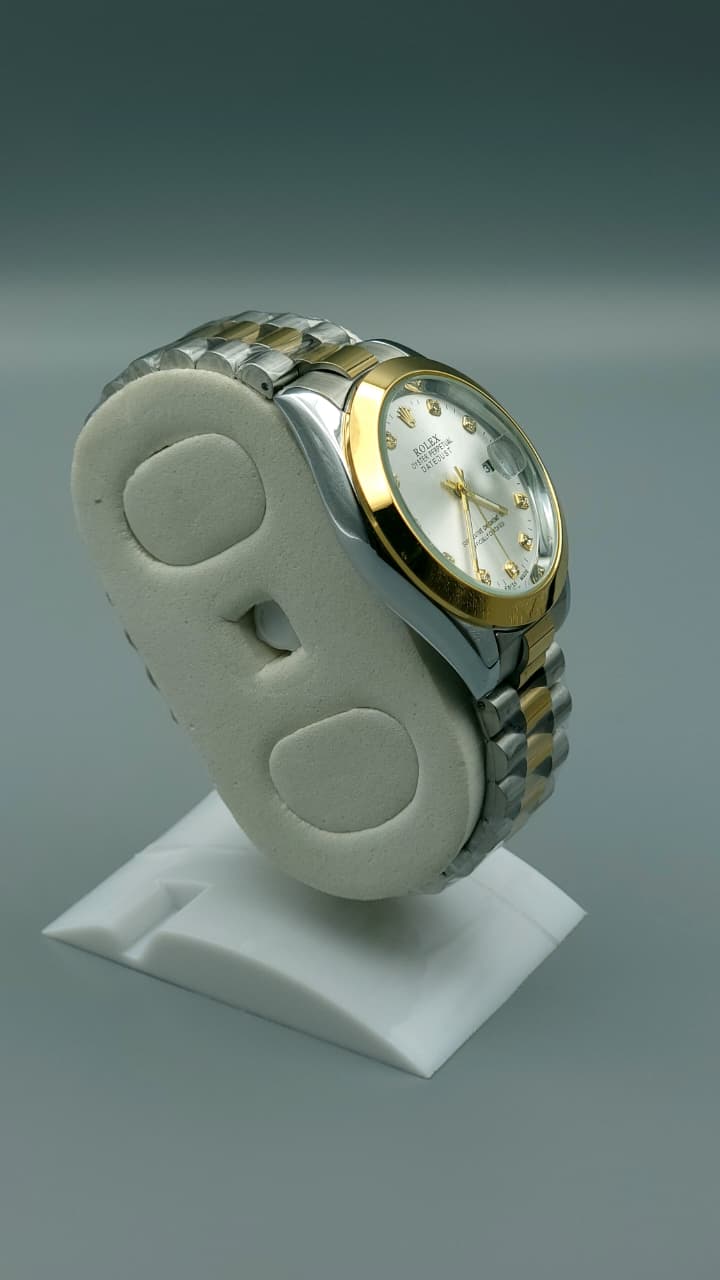 Elovris | Rolex Datejust 11-Stones Silver Dial Two Tone Jubilee Quartz Replica – Premium Edition | Élovris