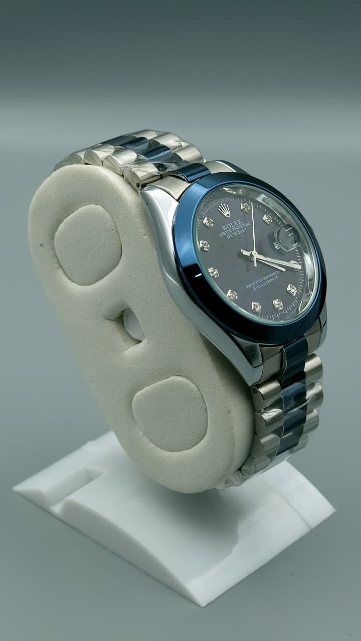 Elovris | Rolex Datejust 11-Stones Blue Dial Two Tone Jubilee Quartz Replica – Premium Edition | Élovris